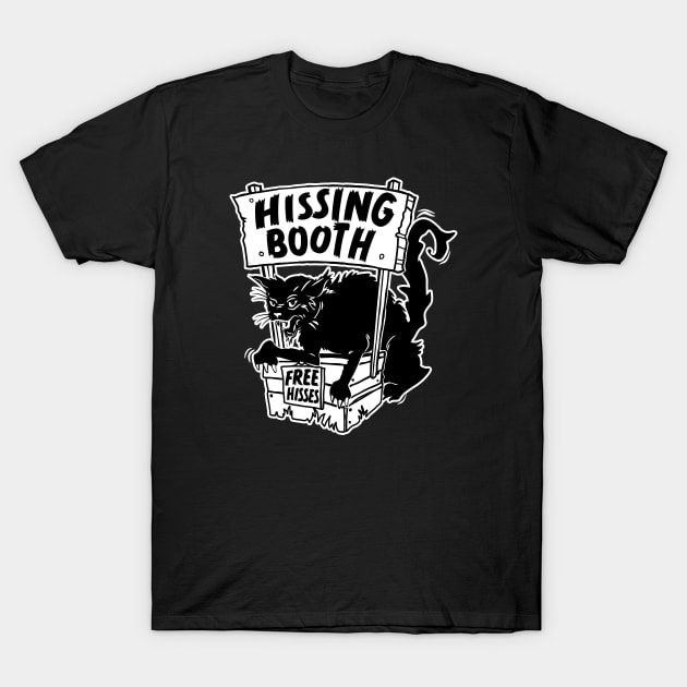 Funny Goth Black Cat Hissing Booth - For Cat Moms & Cat Dads T-Shirt by Graphic Duster